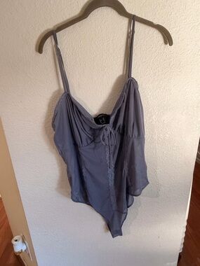 Forever 21 Slate Purple Lace-Trim Camisole Bodysuit